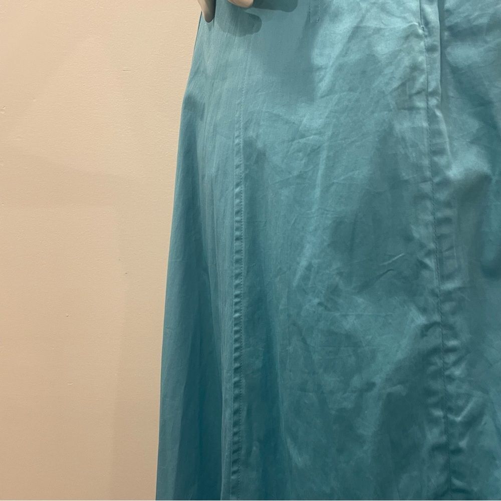 NWT CULT GAIA Chiara Sleeveless Blue Cotton-Blend Plunge Bubble Skirt Midi Dress - Picture 7 of 15